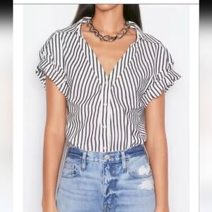 FRAME Noir multi button down rolledsleevetop size S/P